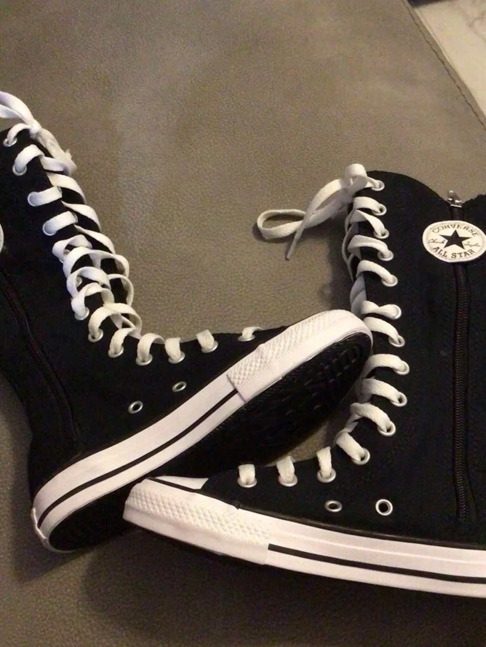 Converse Black and White High Top Lace-Up Sneakers